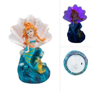 Blue Harbour Mermaid Sitting In A Seashell Led Yellow Green Blue