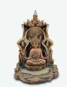 ZenN Backflow Incense Burner Buddha With Lotus Bronze Oxidized