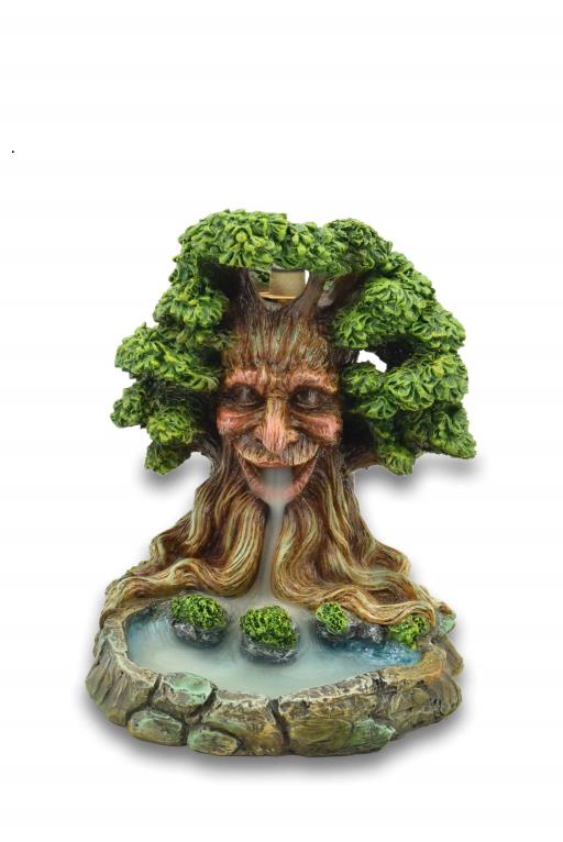 ZenN Backflow Incense Burner Laughing Tree Brown + Green + Orange