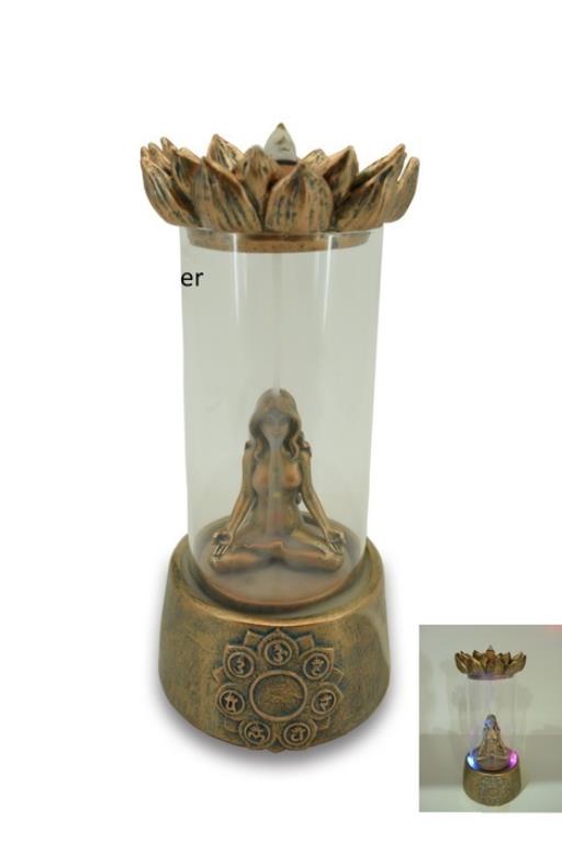 ZenN Backflow Incense Burner Seven Chakra  Led Bronze Oxidized