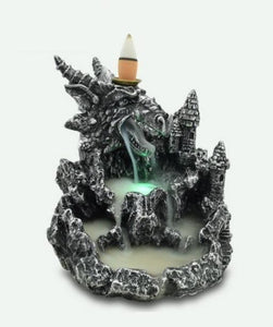 ZenN Backflow Incense Burner Dragon Head  Led Black + Silver