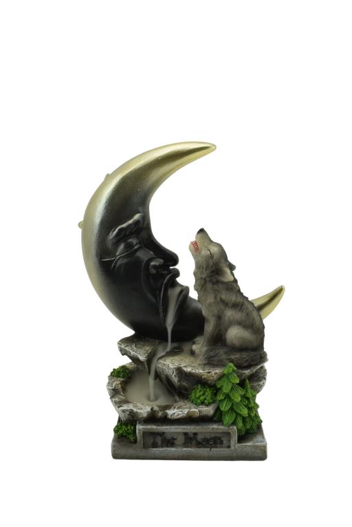 ZenN Backflow Incense Burner Wolf With Moon 