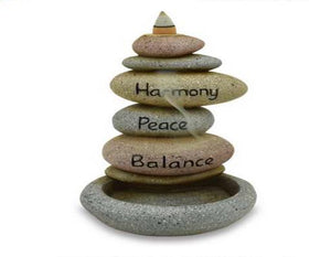 ZenN Backflow Incense Burner Big Rock Tower Harmony Peace Balance Green Brown Red Grey