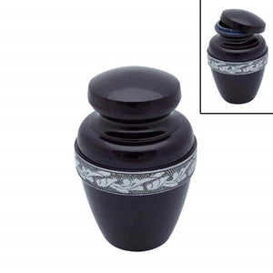 Near & Dear - Remembrance Cremation Urns Celeste 6.5" Engraved Silver Band On Dark Purpl Dark Purple