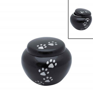 Near & Dear - Remembrance Cremation Urns Celeste 4" Urn Vertical Paw Prints Black & White