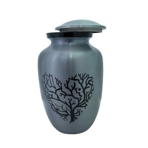 Near & Dear - Remembrance Cremation Urns Celeste 8" Urn Heart Shape Tree Of Life Silver/Black