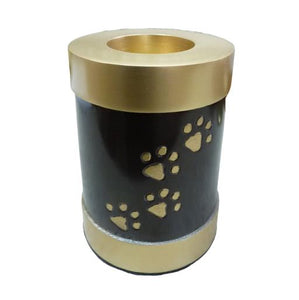 Near & Dear - Remembrance Cremation Urns Celeste 5" Urn Paw Prints Cylider Shape W/ Teal Brown