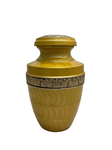 Near & Dear - Remembrance Cremation Urns Celeste 8" Urn Brown Gold Engraved Band Caramel Gold Color