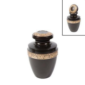 Near & Dear - Remembrance Cremation Urns Celeste 8" Urn Brown Gold Engraved Band 