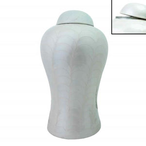 Near & Dear - Remembrance Cremation Urns Solara 11" Urn Overlap Seashell Pattern White