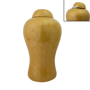 Near & Dear - Remembrance Cremation Urns Solara 11" Urn Overlap Seashell Pattern Mustard Yellow