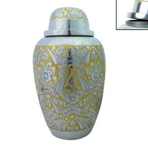 Near & Dear - Remembrance Cremation Urns Solara 11" Urn Flowers Gold Silver