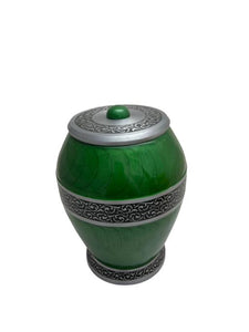 Near & Dear - Remembrance Cremation Urns Solara 10" Urn Overlap Pattern Green Silver Black