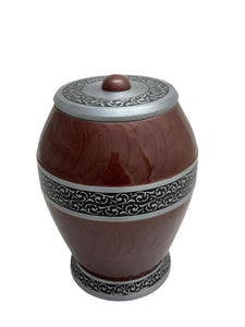 Near & Dear - Remembrance Cremation Urns Solara 10" Urn Overlap Pattern Coffee Silver Black