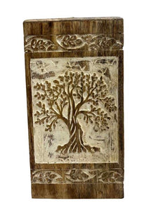 Near & Dear - Remembrance Cremation Urns Solara 11" Urn Tree Of Life W/ Leaf Veins Light Brown White