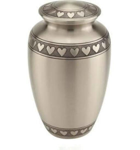 Near & Dear - Remembrance Cremation Urns Solara 10" Urn Engraved Hearts Design Silver Black