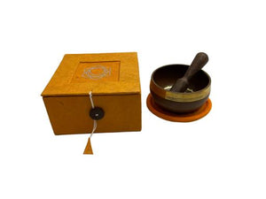 ZenN Sacral Chakra (Svadhisthana) Hand Carved Singing Bowl - 3" Bowl With Cushion & Mallet Packed In Orange Rice Paper Gift Box