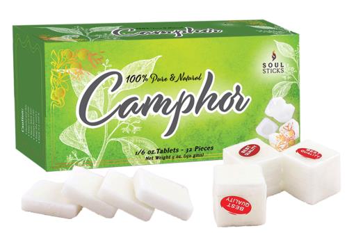 Miscellaneous Soul Sticks Refined Camphor Tablets - 32 Tablets Of 150 Gms Natural Product 4.5-5G Per Cube Four Cubes Wrapped Together