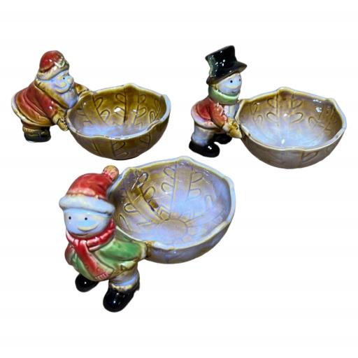 Christmas Christmas Serving Trays Set Of 3 Santa Snow Man Gnome Red White Black 