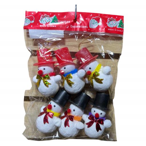 Christmas Christmas Snow Man Pack Of 6 Red Blue Black White 