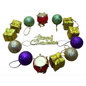 Christmas Christmas Ornaments Pack Of 14  Red Gold Silver Green Purple Gift Box