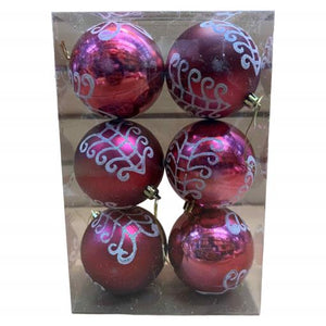 Christmas Christmas Balls 6 In Box Red Silver 6Pcs/Box