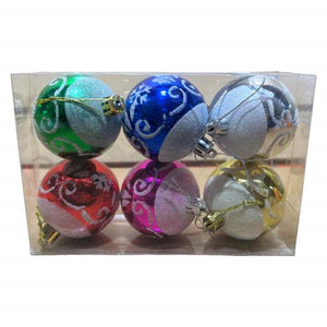 Christmas Christmas Balls 6 In Box Red Silver Purple Gold Blue Green 6Pcs/Box