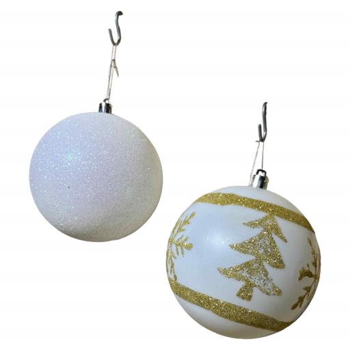 Christmas Christmas Balls With Christmas Tree 2 In Box White 2Pcs/Box