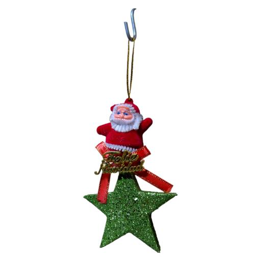 Christmas Christmas Star With Santa 2 In Bag Asst. 2 Blue Red Green White 2Pcs/Opp