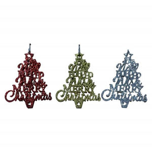 Christmas Christmas Tree With "Merry Christmas" 3 In Bag Silver Red Gold 3Pcs/Opp