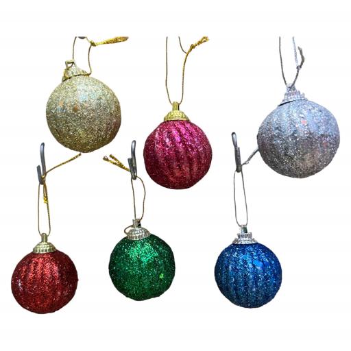 Christmas Christmas Balls 6 In Bag Asst. 6 Red Silver Purple Gold Blue Green 6Pcs/Opp