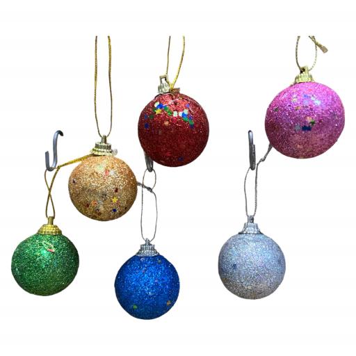 Christmas Christmas Balls 6 In Bag Asst. 6 Red Silver Purple Gold Blue Green 6Pcs/Opp