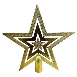 Christmas Gold Glittered 5 Point Star Treetop 