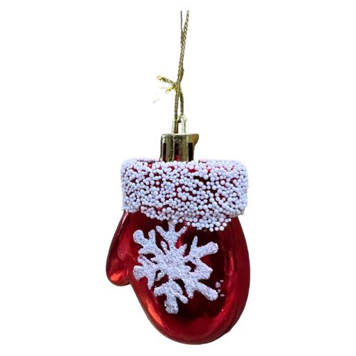 Christmas Christmas Glove Shape Ornaments6 In BoxSnow FlakeRed White 