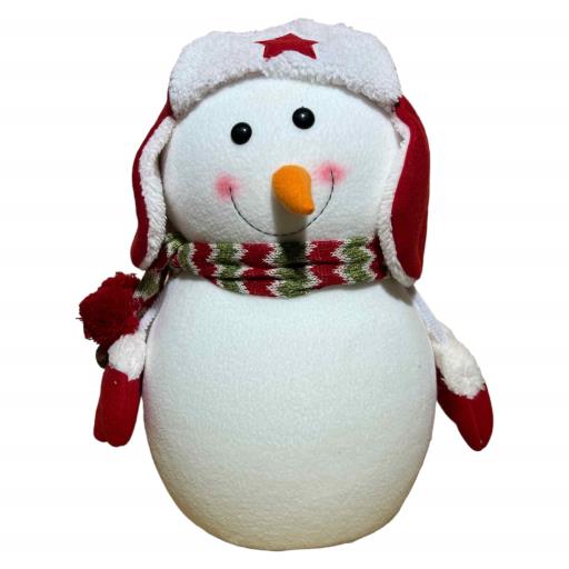 Christmas Snow Man With Winter Cap  White Green Red 