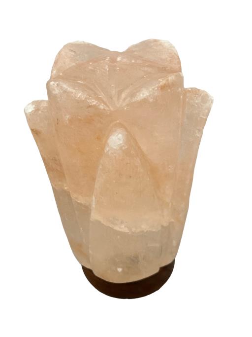 ZenN Himalayan Salt Lamp Lotus Shape With Wooden Base Ul Cerftied 2 Meter Long Cord With Dimmer 15 Watts Bulb