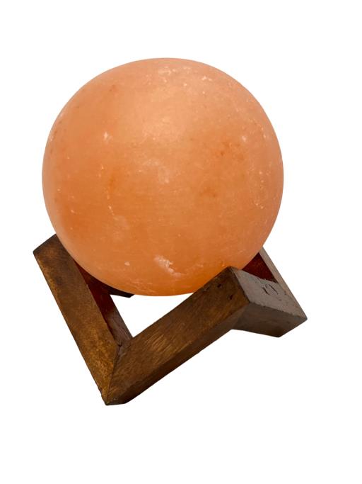 ZenN Himalayan Salt Lamp Ball Shape With Innovative Wooden Stand Ul Cerftied 2 Meter Long Cord With Dimmer 15 Watts Bulb