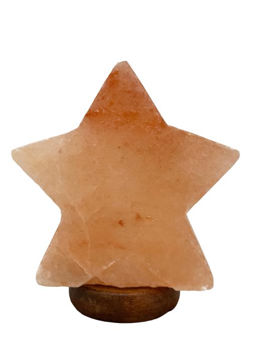 ZenN Himalayan Salt Lamp Star Shape With Wooden Base Ul Cerftied 2 Meter Long Cord With Dimmer 15 Watts Bulb