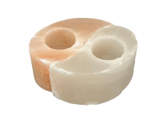 ZenN Himalayan Salt Candle Holder Crafted Ying Yang Pair 