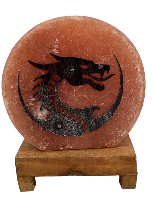 ZenN Himalayan 3D Salt Lamp With Wooden Base Dragon Ul Cerftied 2 Meter Long Cord With Dimmer 15 Watts Bulb