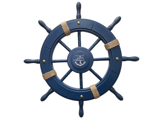 Blue Harbour Ship Wheel With Anchor And Ropes Blue