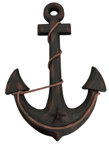 Blue Harbour Anchor With Starfish & Rope Around Dark Brown Red