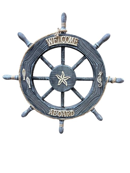 Blue Harbour Ship Wheel With Starfish Fish Seahorse & 