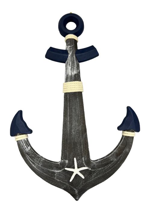 Blue Harbour Anchor With Rope And Starfish Navy Blue Grey