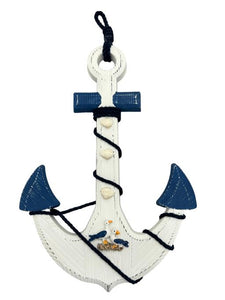 Blue Harbour Anchor With Rope Seashells And Seagull Navy Blue White