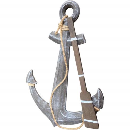 Blue Harbour Anchor With Paddle & Rope Brown Grey