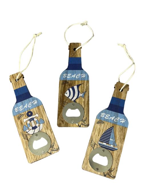 Blue Harbour Bottle Shaped Bottle Opener With Hanging Rope With Anchor Sailb Assorted