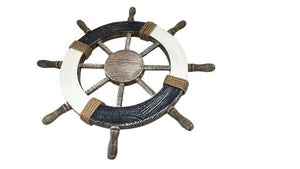 Blue Harbour Ship Wheel With Ropes Navy Blue White