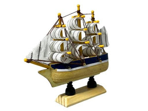 Blue Harbour Ship With Three Masts Light Brown With Line Across 