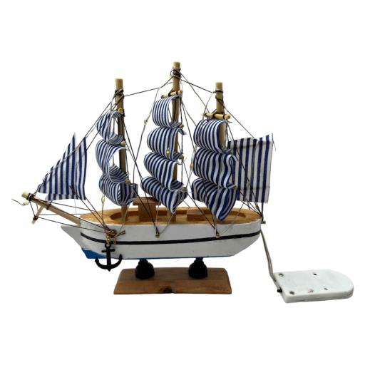 Blue Harbour Led Ship With Three Masts 16 Cm Blue Brown White 